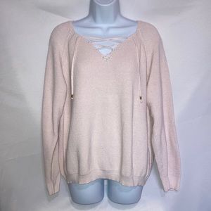 Jones New York Signature Lace Up Sweater